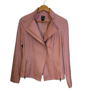 Clara Sunwoo Liquid Leather Signature Jacket Coated Pink Moto Grunge Office S